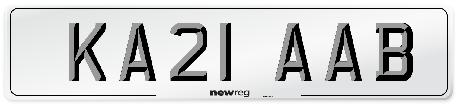 KA21 AAB Number Plate from New Reg